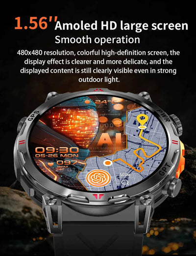 2025 New Military GPS Smartwatch T-Rex3 with 5ATM Waterproof, 650mAh Battery, Heart Rate Monitor, Compass, AI GPT, and Sports Tracker for Men - Pulse Electro