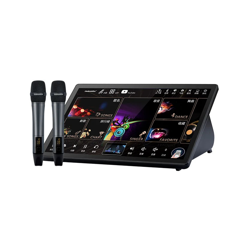 5in1 500g 15.6 Inch Touch Screen 96T Latest Karaoke System Machine With Mics Party KTV Player