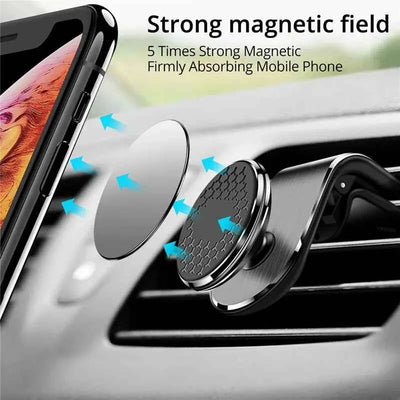 360 Magnetic Car Phone Holder for iPhone 15, 14, XR, Xiaomi, Huawei, Samsung - Adjustable Smartphone Stand and GPS Support - Pulse Electro