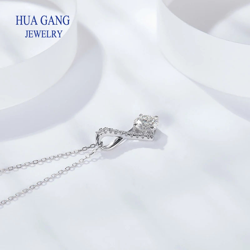 High Quality 925 Silver Plated Pendant Design Jewelry 1CT VVS1 Moissanite Diamond Necklace for Females