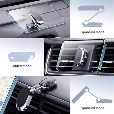 1080 Rotate Magnetic Car Phone Holder for iPhone, Samsung, Xiaomi - Foldable Magnet Cell Smartphone Support GPS Bracket - Pulse Electro