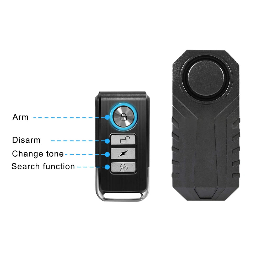 ELECTOP Bicycle Alarm 113dB Anti-Theft Wireless Vibration Remote Control Bike Motorbike Alarms