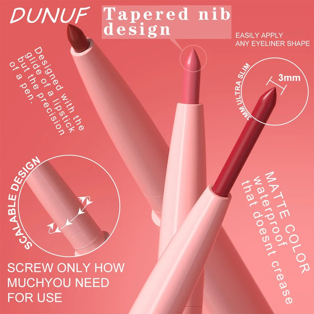 Tapered Nib Lip Liner Pencil Matte Red Brown Plumping Lip Stain Lasting Waterproof Fine Lipstick Slim Lip Outline Contour Makeup