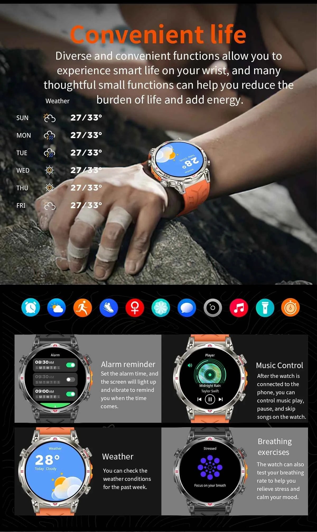 2025 New Military GPS Smartwatch T-Rex3 with 5ATM Waterproof, 650mAh Battery, Heart Rate Monitor, Compass, AI GPT, and Sports Tracker for Men - Pulse Electro