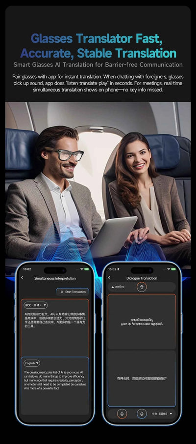 AI Smart Glasses with 8MP Camera, Bluetooth Call & Music Play, 100+ Languages Translation for Men and Women 2025 - Pulse Electro