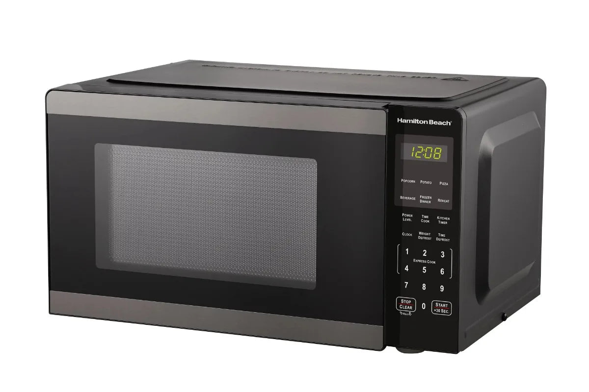 Hamilton Beach 0.9 Cu ft Countertop Microwave Oven, 900 Watts, Stainless Steel, New