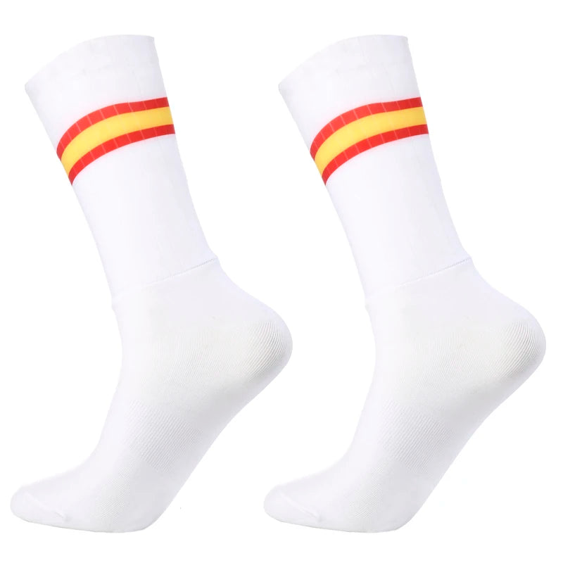 Socks Aero Anti Slip Silicone Summer Whiteline Cycling Socks Men Bicycle Sport Running Bike Socks Calcetines Ciclismo