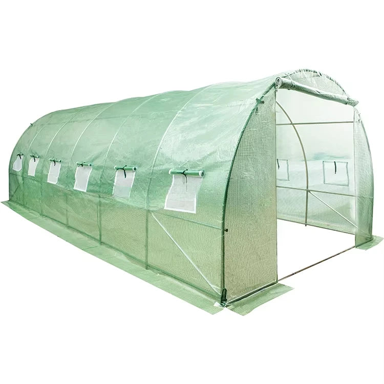 6x3x2m Big PE Polytunnel 12 windows Grow Plant Tunnel Polytunnel Greenhouse Waterproof and UV Protection Tent