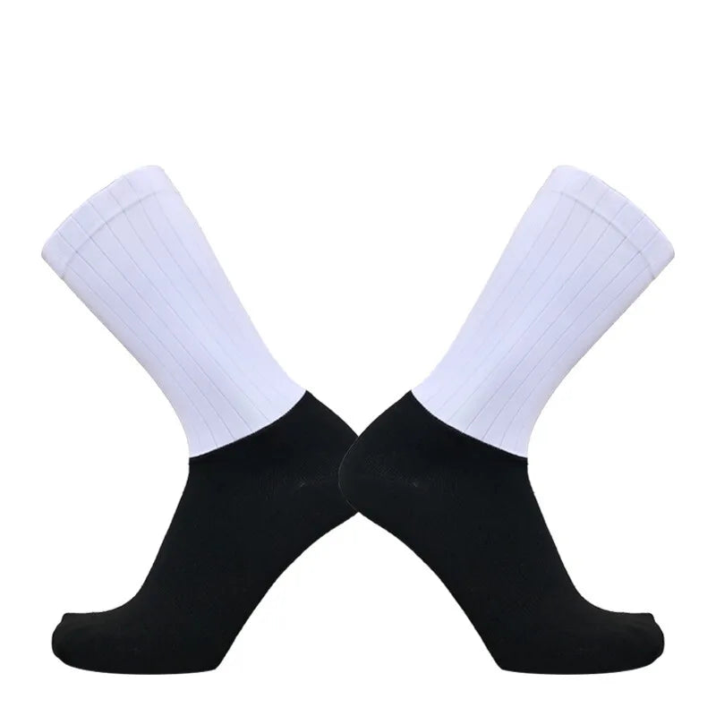 Socks Aero Anti Slip Silicone Summer Whiteline Cycling Socks Men Bicycle Sport Running Bike Socks Calcetines Ciclismo