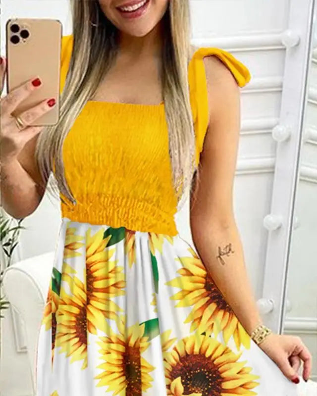 Summer Sexy Spaghetti Strap Floral Print Maxi Dress For Women Casual Elegant Chest Wrap Long Woman Beach Dress Holiday