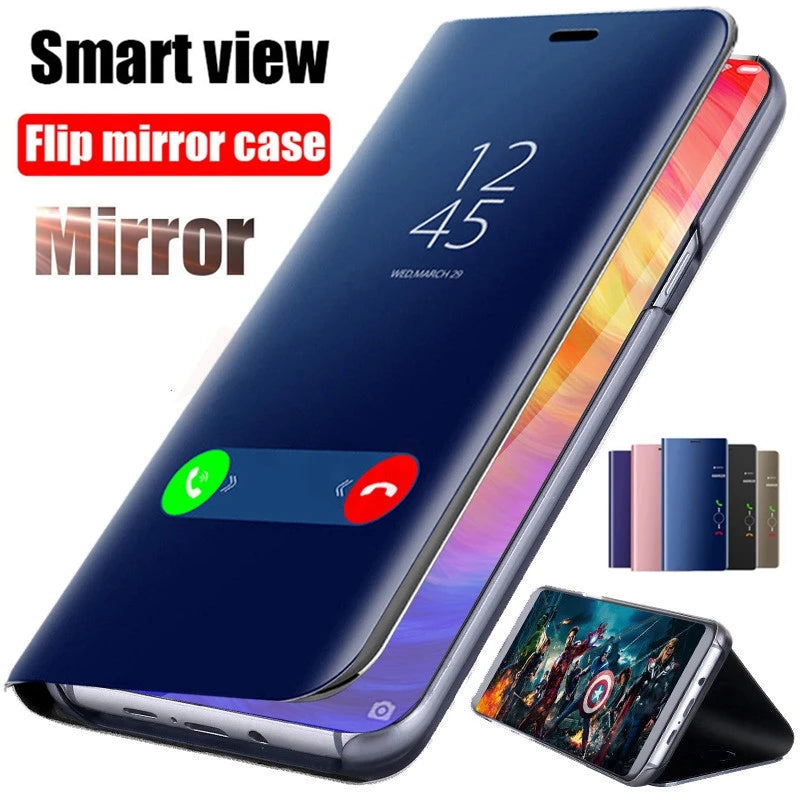 Smart View Mirror Flip Case For Samsung Galaxy A55 A35 A25 A05S A14 A54 A34 A24 5G 4G Cover Stand Fold