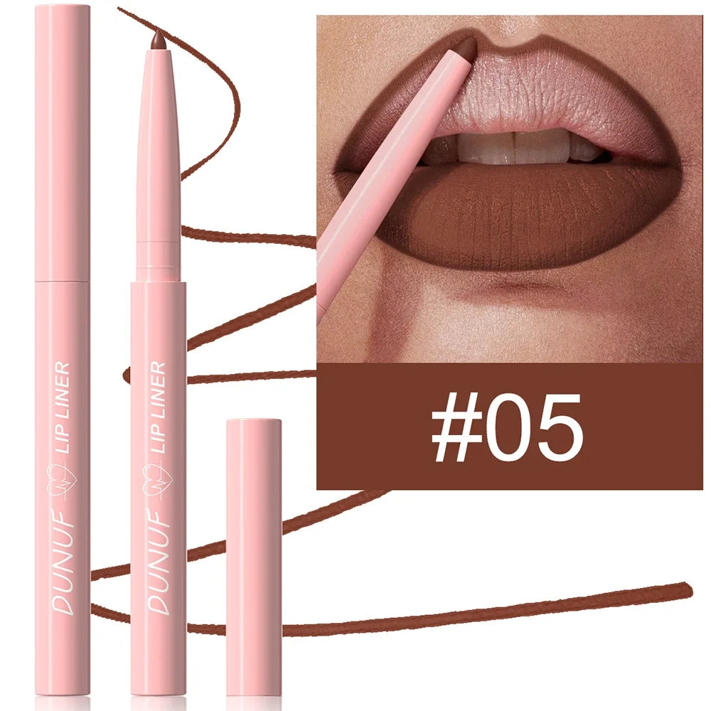 Tapered Nib Lip Liner Pencil Matte Red Brown Plumping Lip Stain Lasting Waterproof Fine Lipstick Slim Lip Outline Contour Makeup