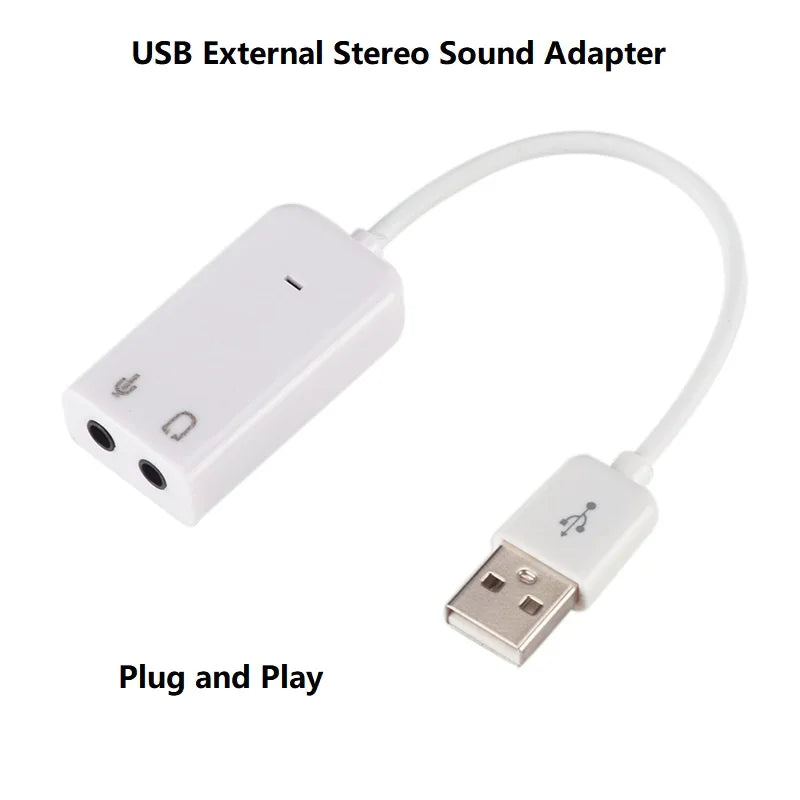 USB to Audio Jack Sound Card Adapter with Dual TRS 3-Pole Headphone and Mic USB to Aux 3.5mm External Audio Converter for Laptop