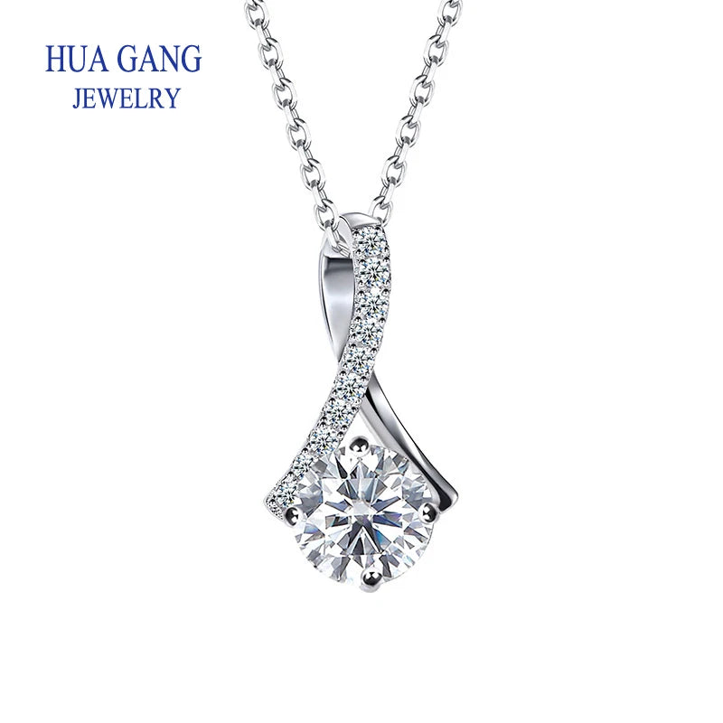 High Quality 925 Silver Plated Pendant Design Jewelry 1CT VVS1 Moissanite Diamond Necklace for Females