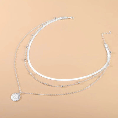 Exquisite Jewelry 925 Sterling Silver Three-Layer Round Necklace Simple Snake Chain Charm Ball Chain Party Gift For Women