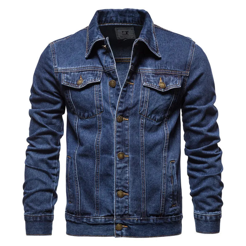 Spring Autumn Cotton Jeans Jacket Man Fashion Denim Jackets Coat Male Turn Down Collar Casual Bomber Jacket Men Clothing Outwear