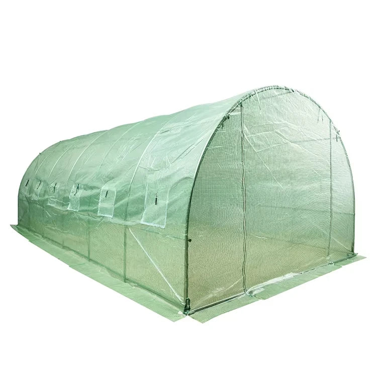 6x3x2m Big PE Polytunnel 12 windows Grow Plant Tunnel Polytunnel Greenhouse Waterproof and UV Protection Tent