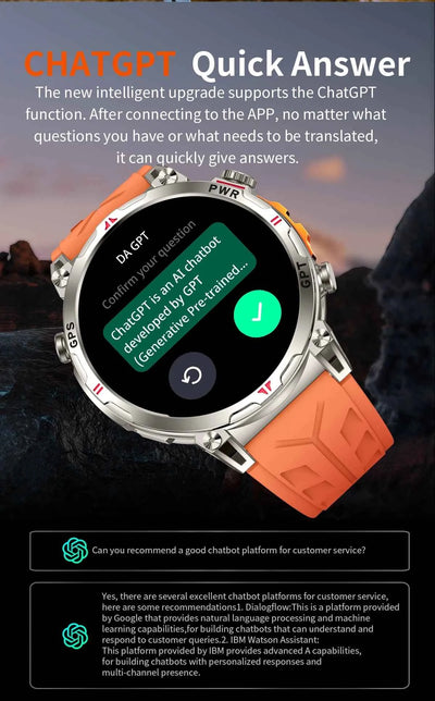 2025 New Military GPS Smartwatch T-Rex3 with 5ATM Waterproof, 650mAh Battery, Heart Rate Monitor, Compass, AI GPT, and Sports Tracker for Men - Pulse Electro