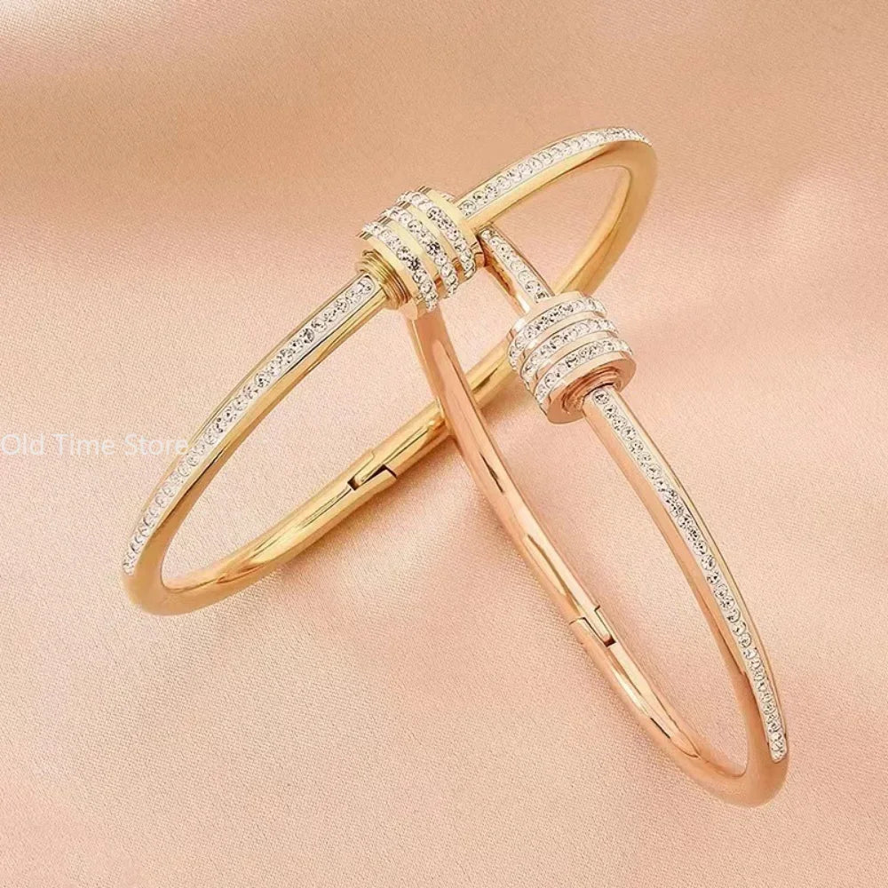 Luxury Design Gold Color Waterproof Stainless Steel Luxury Brand Bangles for Women