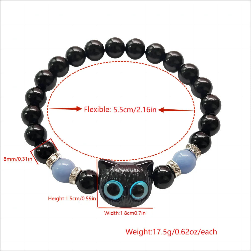 Matching Bracelets unisex Luminous Cute Cat Friendship Bracelets Black White Cat Head Bangles Glow In The Dark Gift