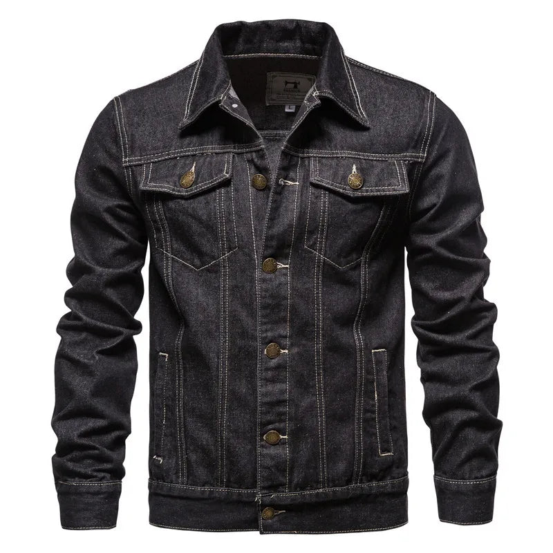 Spring Autumn Cotton Jeans Jacket Man Fashion Denim Jackets Coat Male Turn Down Collar Casual Bomber Jacket Men Clothing Outwear