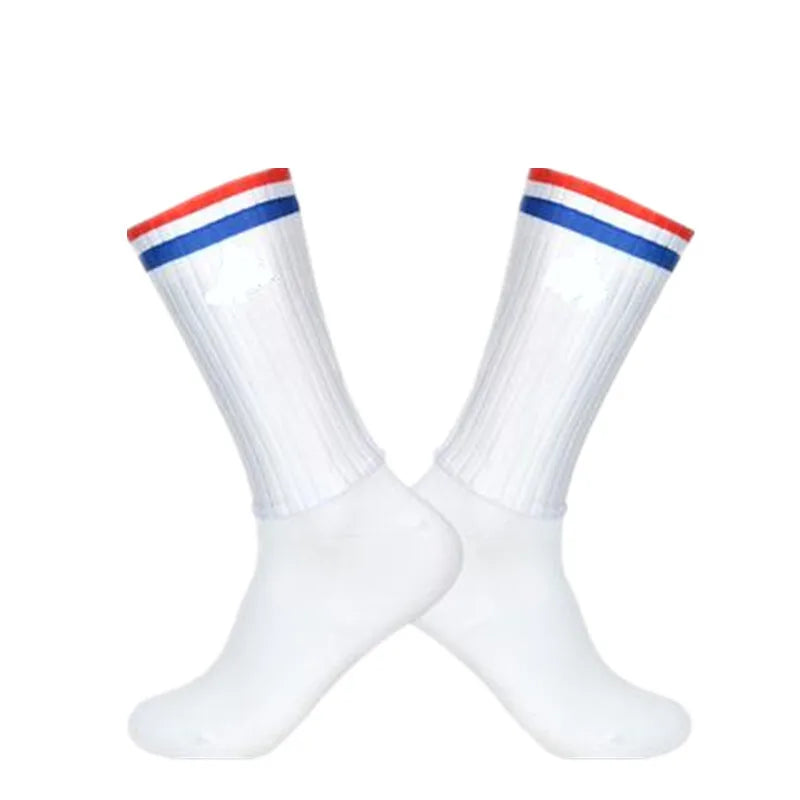 Socks Aero Anti Slip Silicone Summer Whiteline Cycling Socks Men Bicycle Sport Running Bike Socks Calcetines Ciclismo