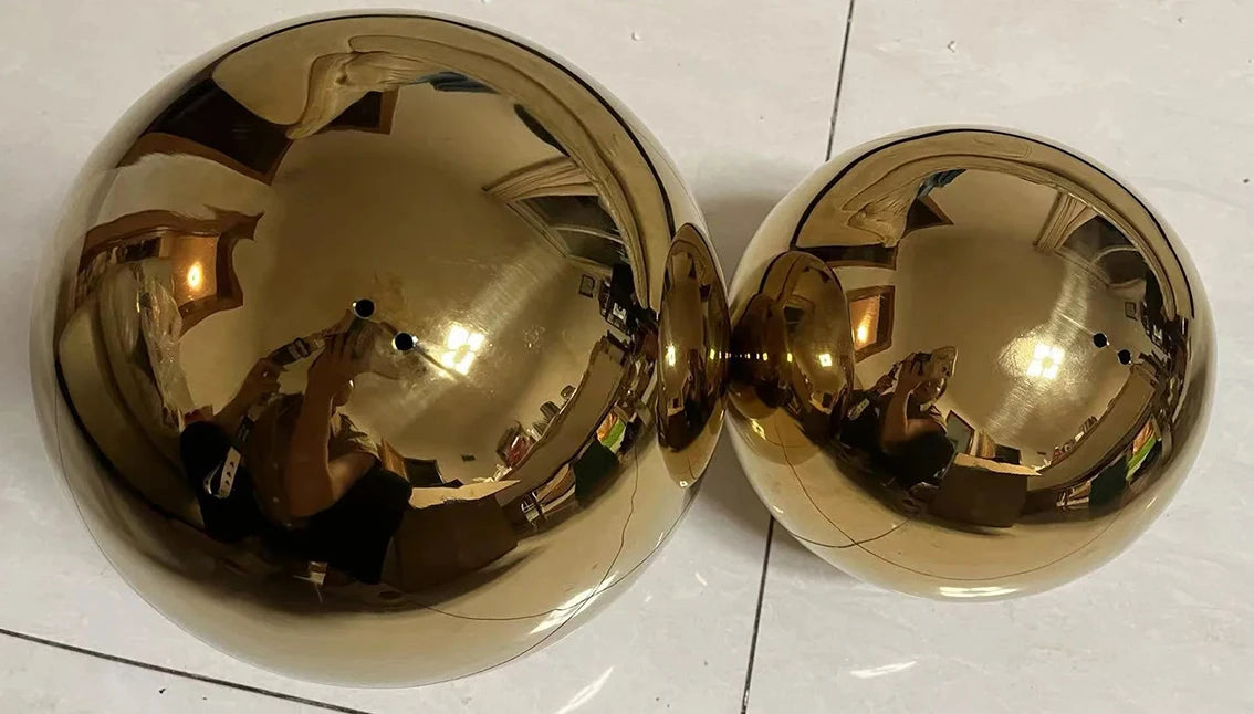 1-10Pcs 304 Stainless Steel Hollow Gazing Ball Mirror Polished Shiny Gold Sphere for Home Garden Ornament 19mm-300mm Golden Ball