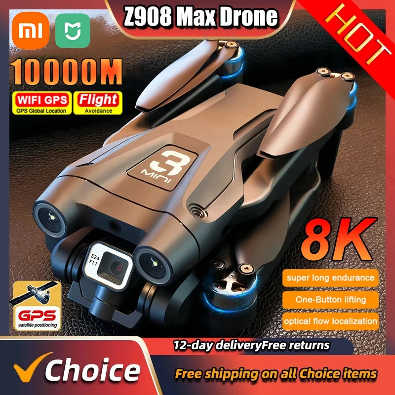 Xiaomi Z908Pro Max Drone Professional Dual Camera HD 8K Brushless Motor GPS FPV Obstacle Avoidance Folding Quadcopter UVA 10000M