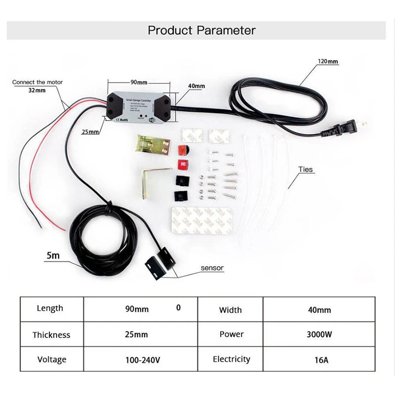 Tuya WiFi Switch Smart Garage Door Opener Controller Smart Home Module Smart Life APP Remote Control Supports Alexa Google Home