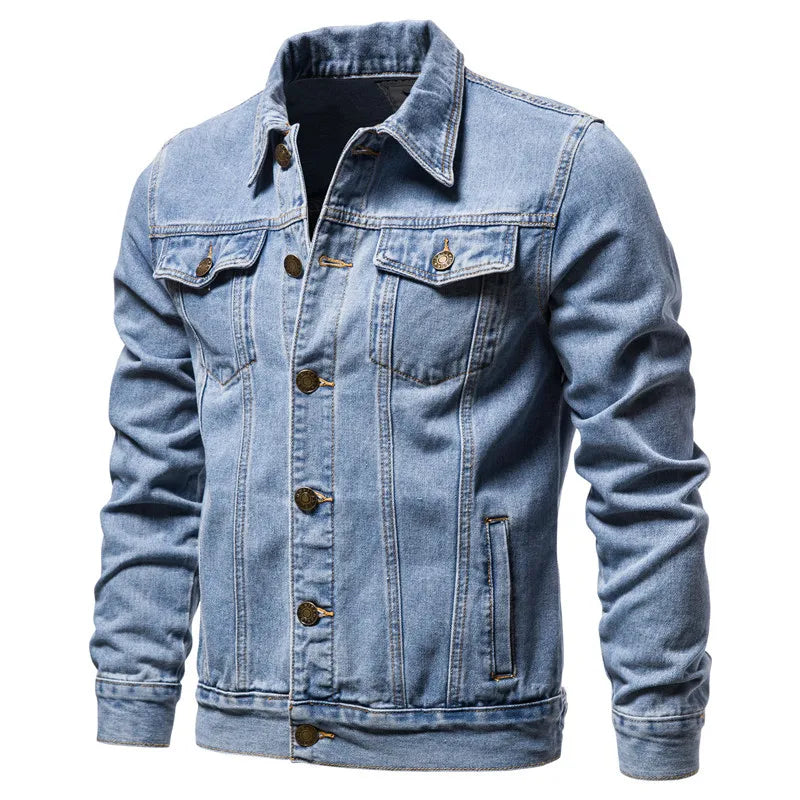 Spring Autumn Cotton Jeans Jacket Man Fashion Denim Jackets Coat Male Turn Down Collar Casual Bomber Jacket Men Clothing Outwear