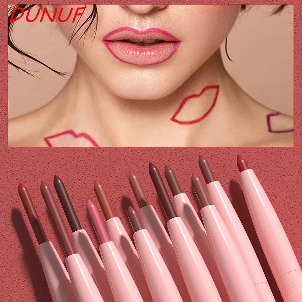 Tapered Nib Lip Liner Pencil Matte Red Brown Plumping Lip Stain Lasting Waterproof Fine Lipstick Slim Lip Outline Contour Makeup