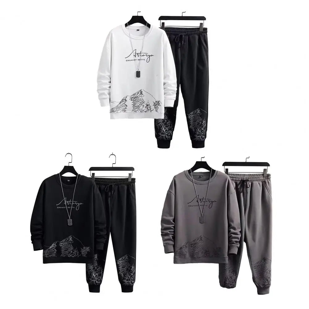 Korea Mens Cotton Sets Hoodie Sweatpants 2 Piece Sweatshirt Suits Womens Kawaii Korean Streetwears Luxury Brand Tracksuit Outfit