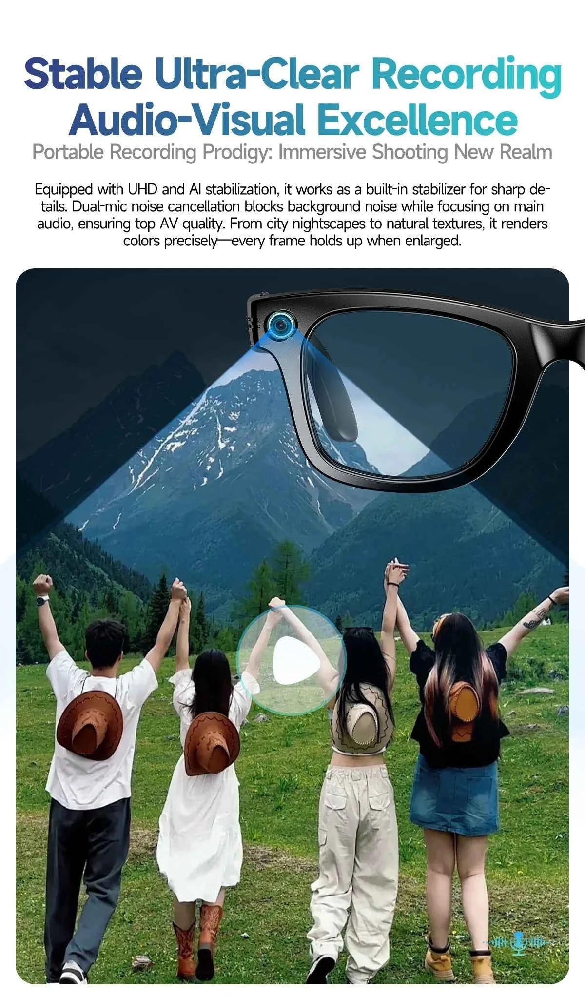 AI Smart Glasses with 8MP Camera, Bluetooth Call & Music Play, 100+ Languages Translation for Men and Women 2025 - Pulse Electro