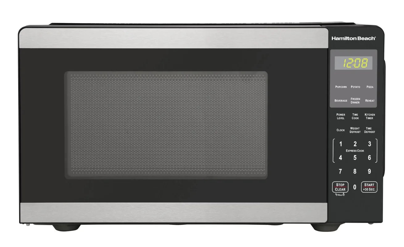 Hamilton Beach 0.9 Cu ft Countertop Microwave Oven, 900 Watts, Stainless Steel, New