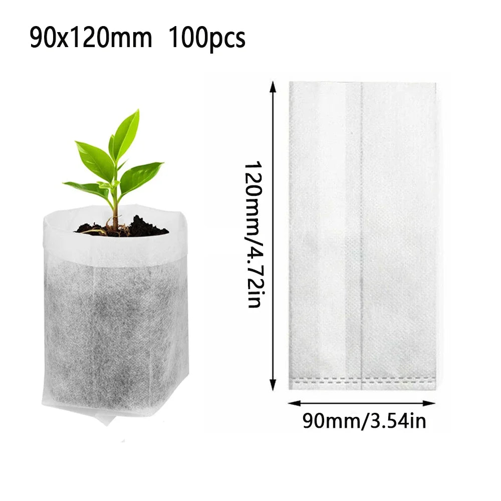 25-100cps Plant Grow Bags Biodegradable Nursery Bag Non-woven Fabric Sedes To Sow Flower Pots For Home Garden Accessories Tools