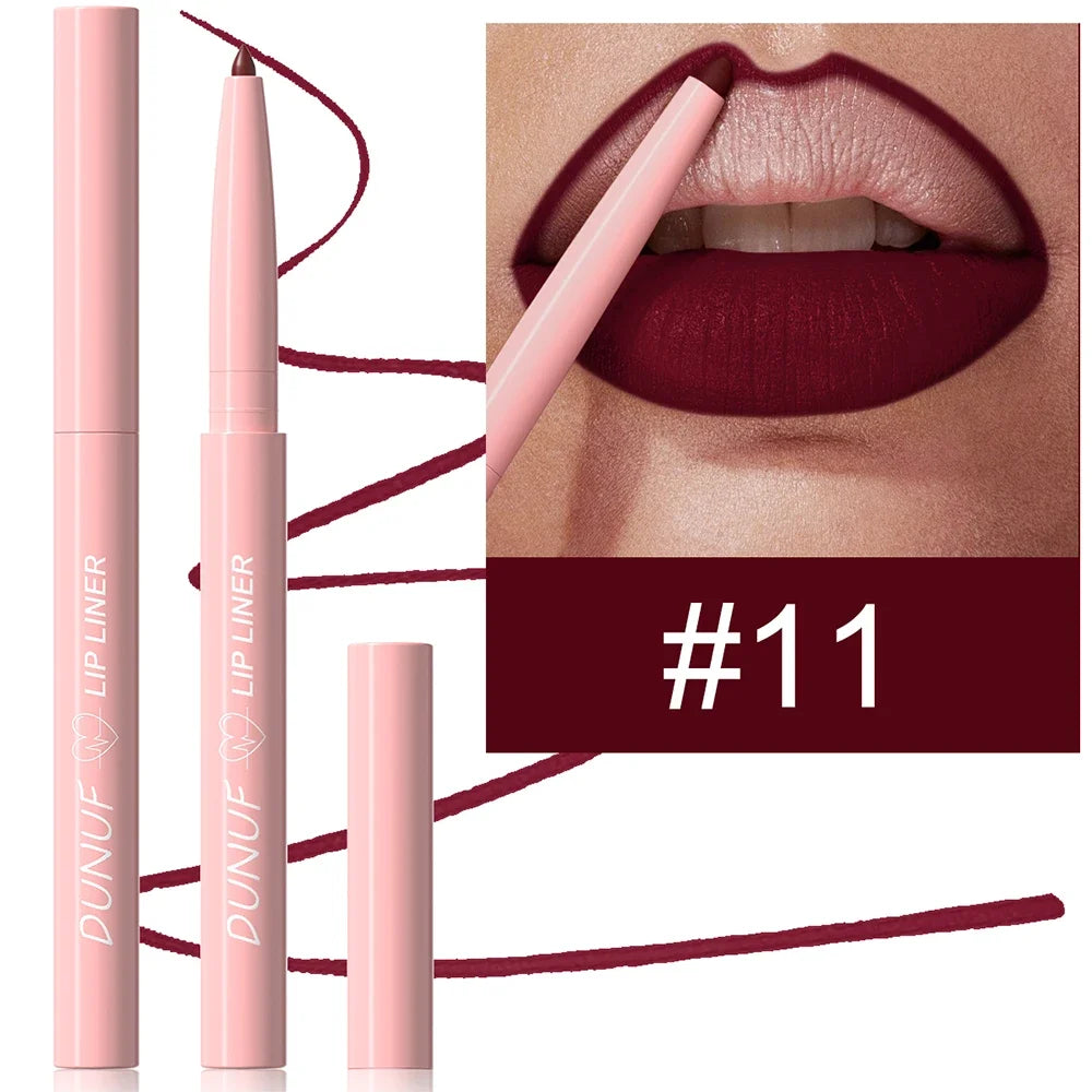 Tapered Nib Lip Liner Pencil Matte Red Brown Plumping Lip Stain Lasting Waterproof Fine Lipstick Slim Lip Outline Contour Makeup