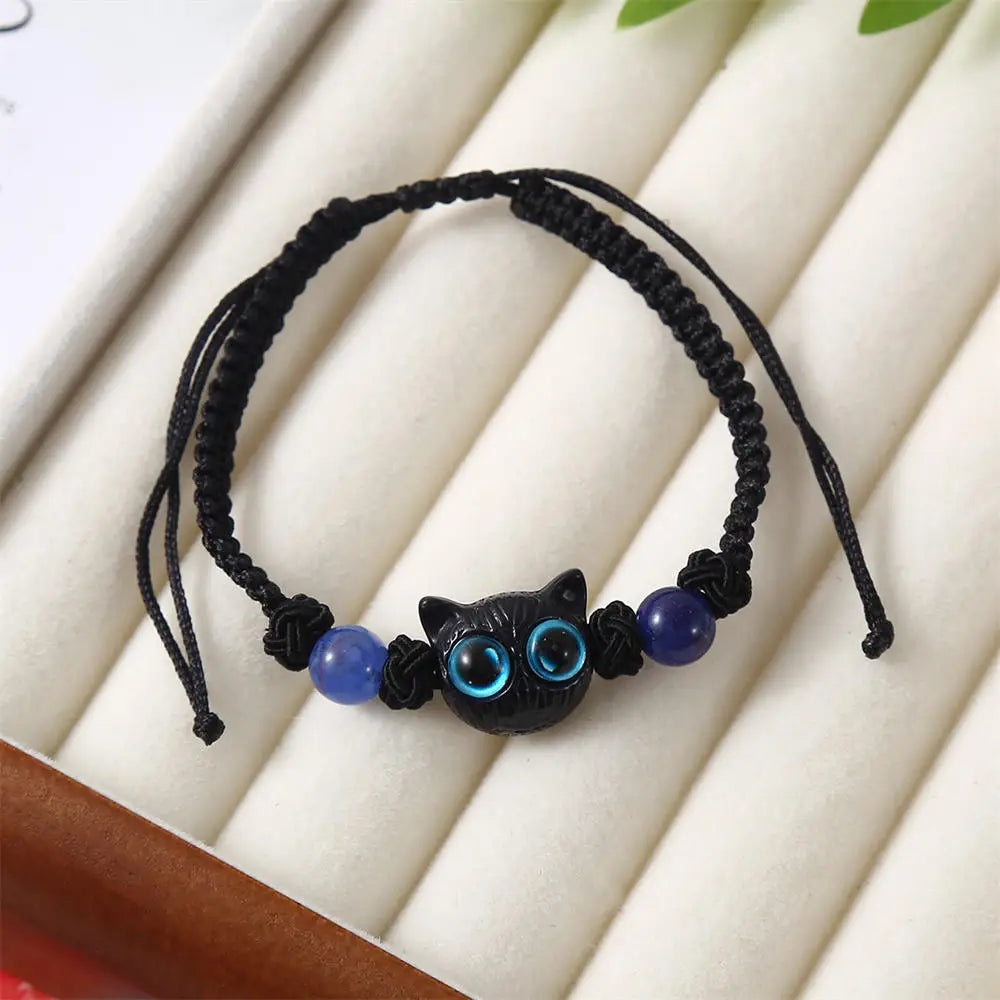 Matching Bracelets unisex Luminous Cute Cat Friendship Bracelets Black White Cat Head Bangles Glow In The Dark Gift