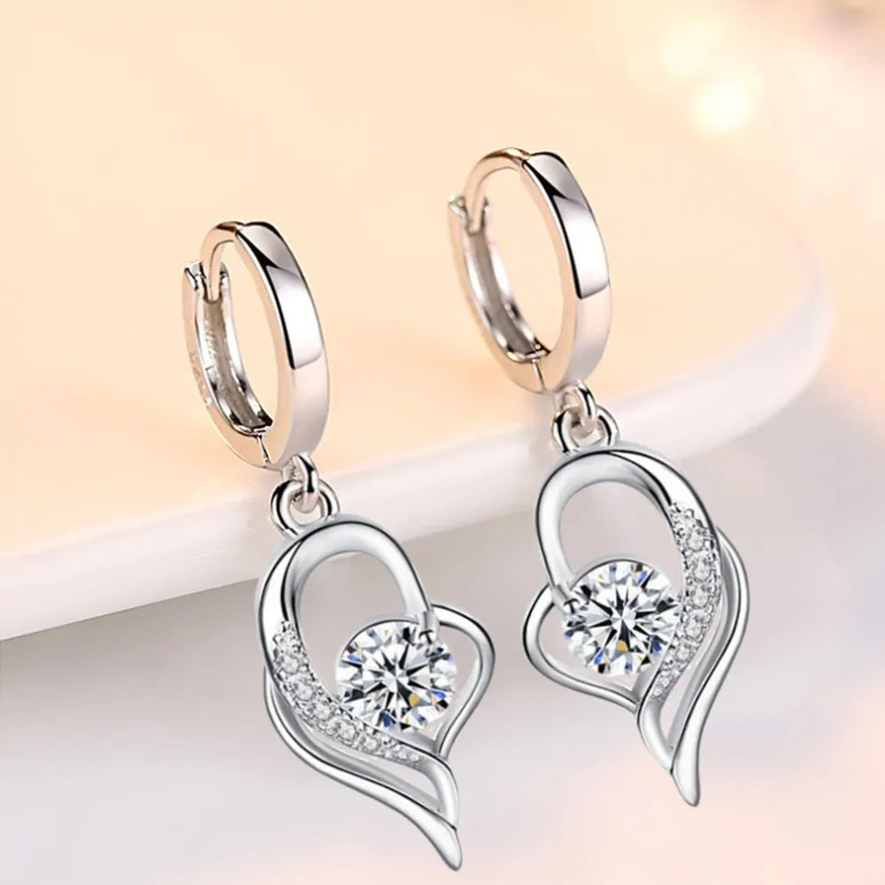 925 Sterling Silver New Woman Fashion Jewelry High Quality Blue Pink White Purple Crystal Zircon Earrings