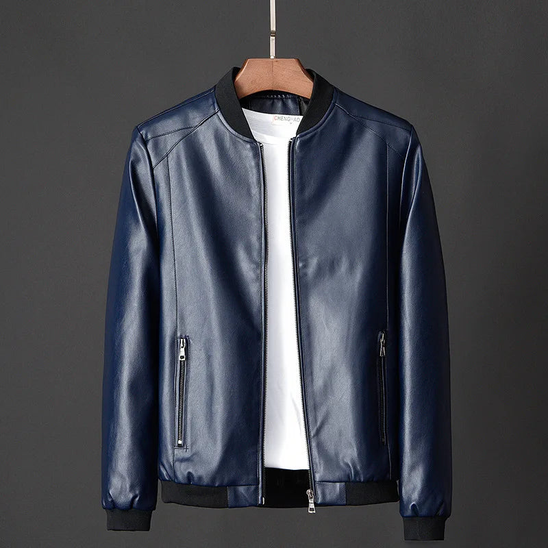 2023 Autumn New Men Black Biker PU Leather Coat Korean Fashion Men Pu Leather Jacket Trend Casual Fit Slim Baseball Clothes 8Xl