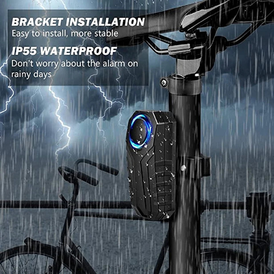 ELECTOP Bicycle Alarm 113dB Anti-Theft Wireless Vibration Remote Control Bike Motorbike Alarms