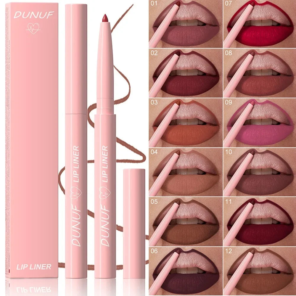 Tapered Nib Lip Liner Pencil Matte Red Brown Plumping Lip Stain Lasting Waterproof Fine Lipstick Slim Lip Outline Contour Makeup