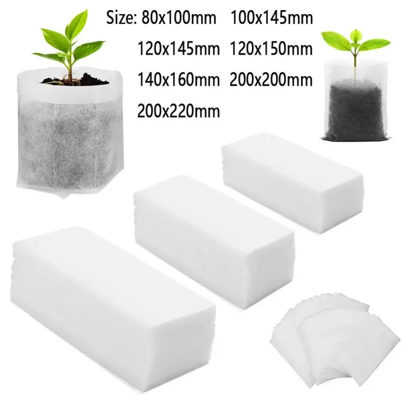 25-100cps Plant Grow Bags Biodegradable Nursery Bag Non-woven Fabric Sedes To Sow Flower Pots For Home Garden Accessories Tools