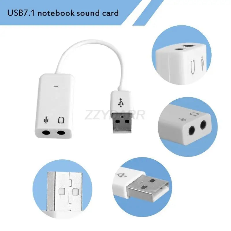 USB to Audio Jack Sound Card Adapter with Dual TRS 3-Pole Headphone and Mic USB to Aux 3.5mm External Audio Converter for Laptop