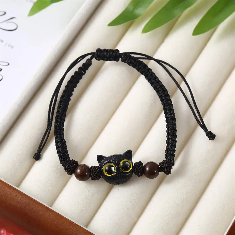 Matching Bracelets unisex Luminous Cute Cat Friendship Bracelets Black White Cat Head Bangles Glow In The Dark Gift