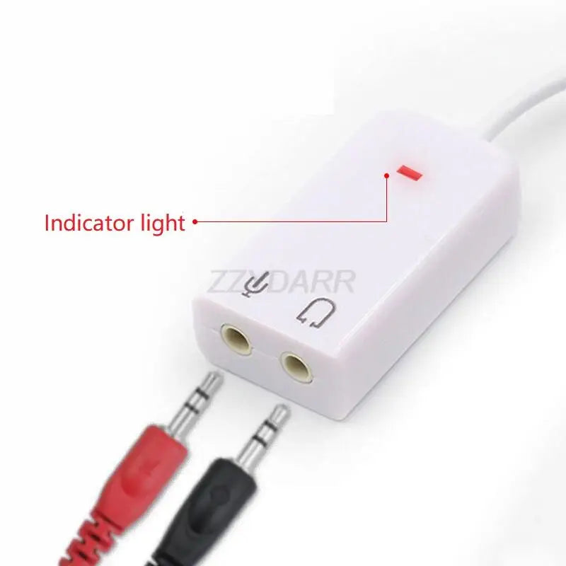 USB to Audio Jack Sound Card Adapter with Dual TRS 3-Pole Headphone and Mic USB to Aux 3.5mm External Audio Converter for Laptop