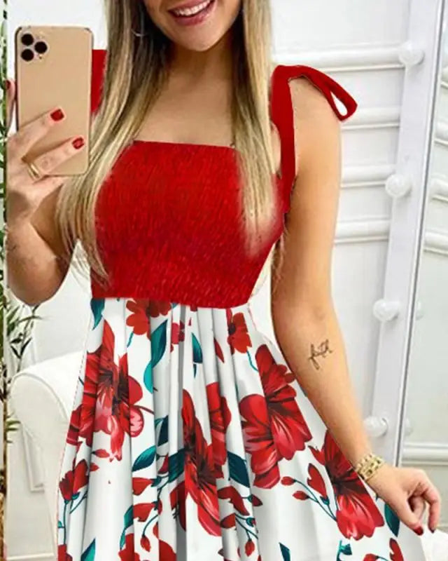 Summer Sexy Spaghetti Strap Floral Print Maxi Dress For Women Casual Elegant Chest Wrap Long Woman Beach Dress Holiday