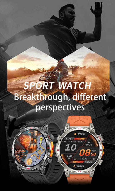 2025 New Military GPS Smartwatch T-Rex3 with 5ATM Waterproof, 650mAh Battery, Heart Rate Monitor, Compass, AI GPT, and Sports Tracker for Men - Pulse Electro