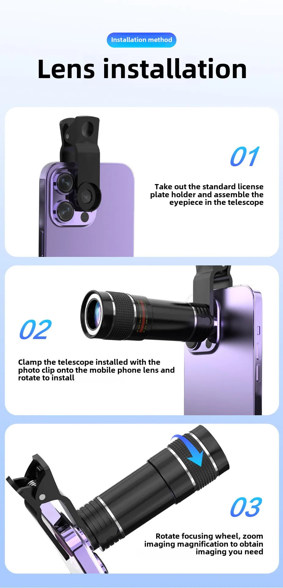 20X Telephoto Mobile Phone Lens Shooting Artifact Zoom Telephoto High-definition Mobile Phone External Lens