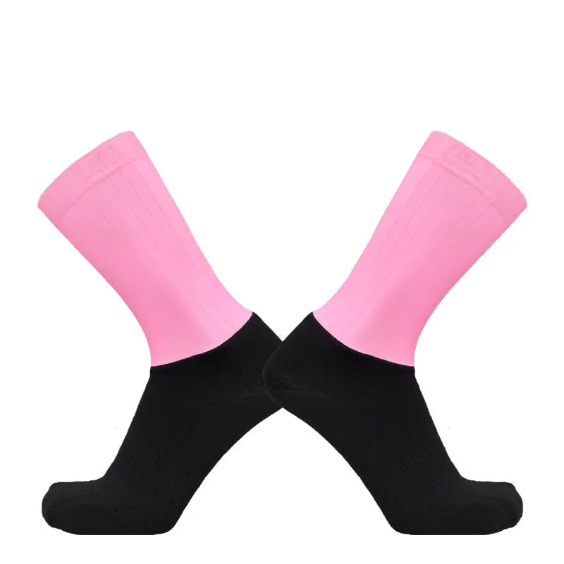 Socks Aero Anti Slip Silicone Summer Whiteline Cycling Socks Men Bicycle Sport Running Bike Socks Calcetines Ciclismo