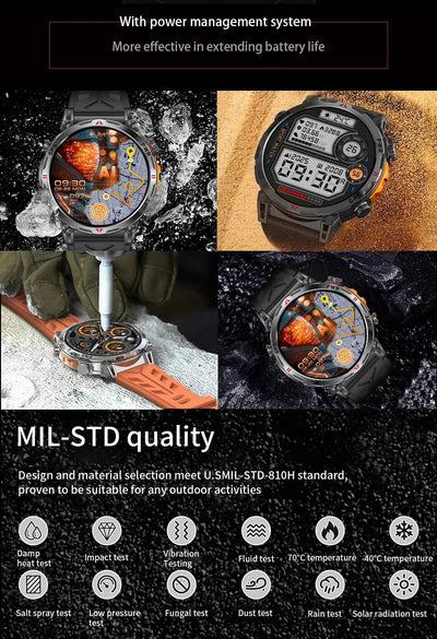 2025 New Military GPS Smartwatch T-Rex3 with 5ATM Waterproof, 650mAh Battery, Heart Rate Monitor, Compass, AI GPT, and Sports Tracker for Men - Pulse Electro
